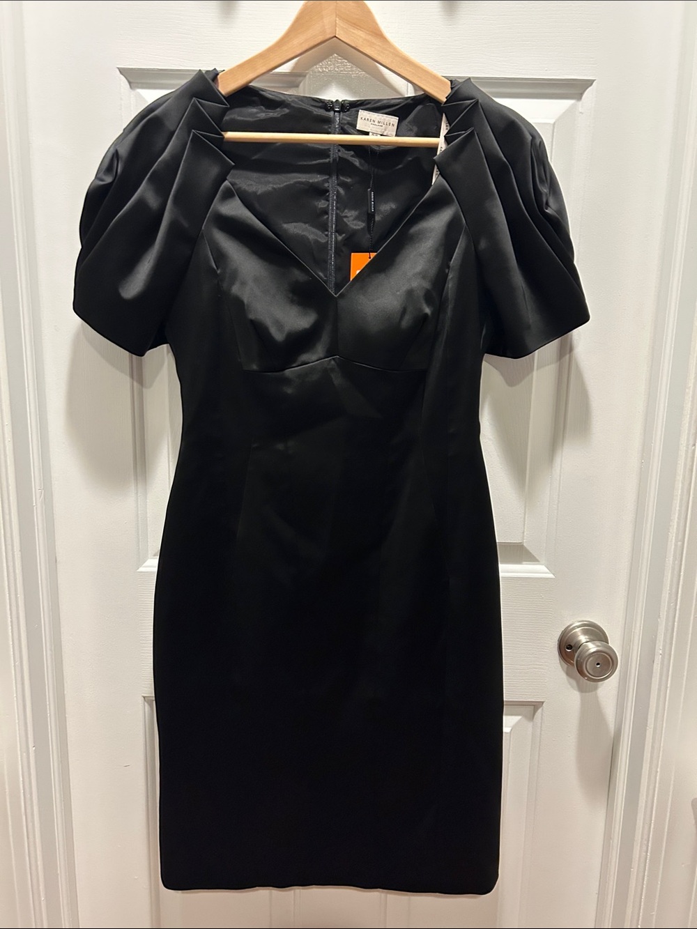 Karen Millen Black Puff-Sleeve Midi Dress